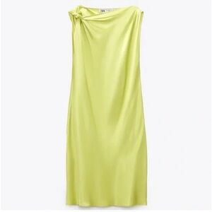 NWT Zara Lime Green Satin Mini Dress